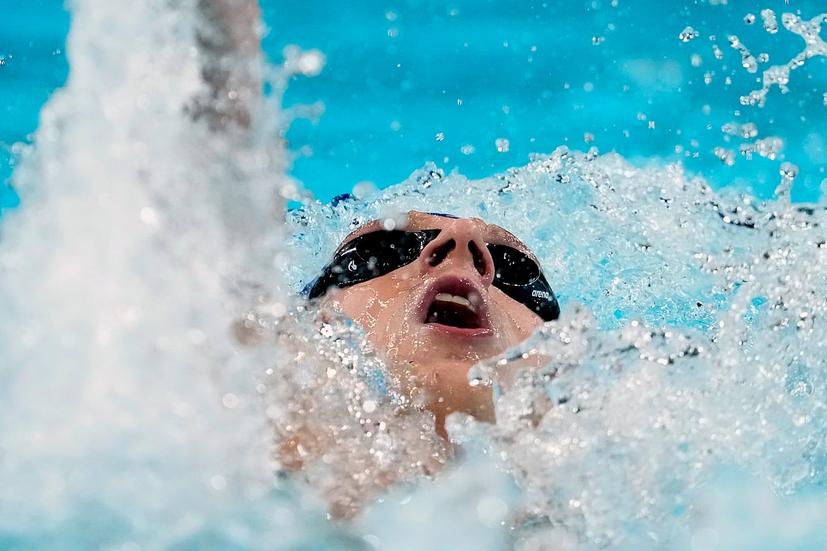 Lukas Maertens, of Germany, competes in the men's 200-meter backstroke semifinal at the 2024 Summer Olympics, Wednesday, July 31, 2024, in Nanterre, France. -  (AP Photo/Matthias Schrader)